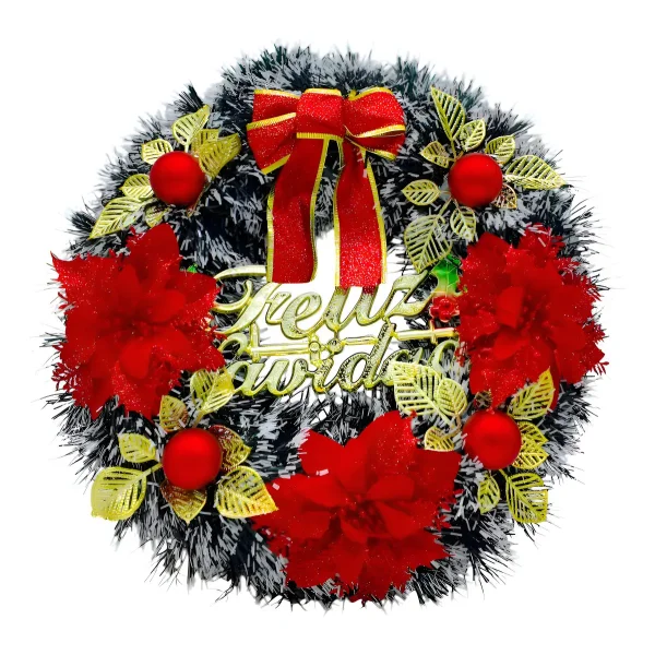 Corona Navidad Decoración Navideña Adorno Nevado Deco 40cm Color Rojo