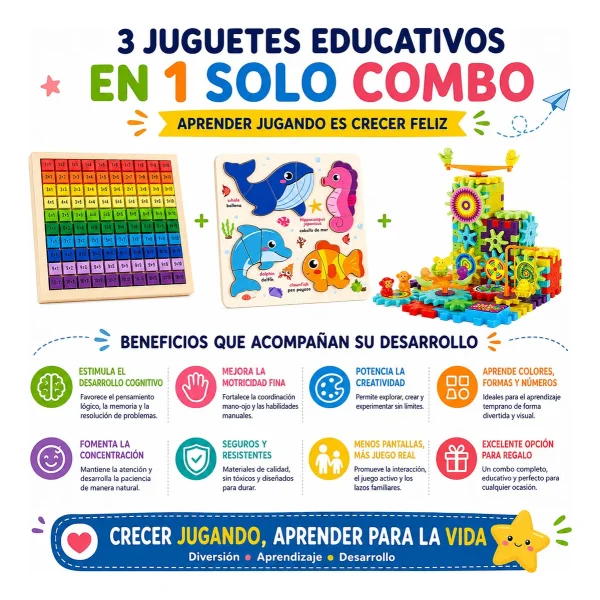 Bundle Montessori Kit X3 Juguetes Didacticos 1era Infancia Multicolor