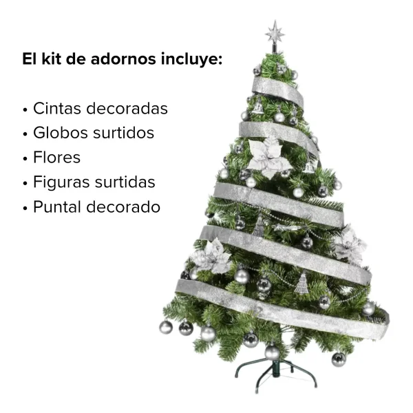 Arbol De Navidad Tronador Lujo 1,50mts Con Adornos Kit X40