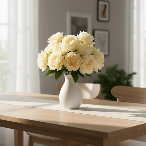 Ramo De Peonias Flores Artificiales 40cm Decoracion Calidad Champagne