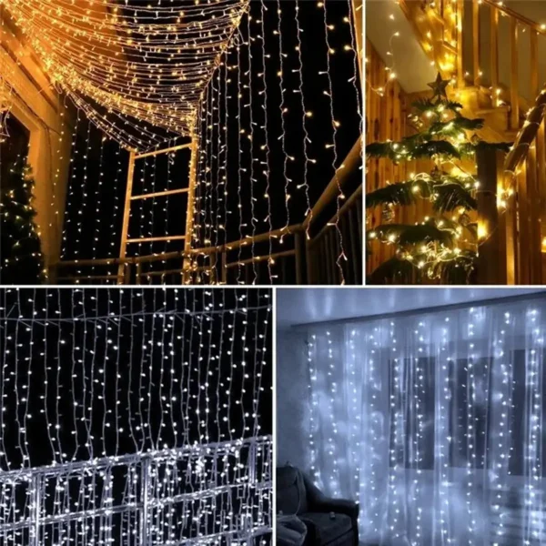 Cortina Led X300 Luces Navidad Bodas 3x3 Mts 12 Tiras 220v