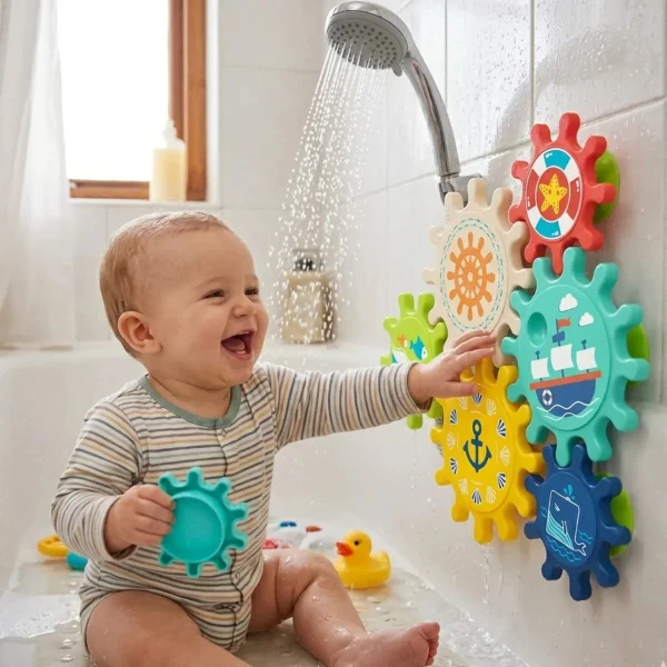 Juego Engranajes Giratorios De Baño Ducha Con Ventosa Bebe Multicolor