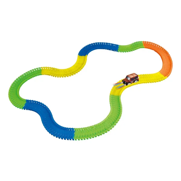 Pista Luminosa Flexible 80 Piezas Con Auto Luminoso Color Azul