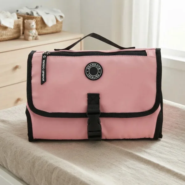 Bolso Maternal Pañalero Cambiador Bandolera Organizador Bebe Rosa