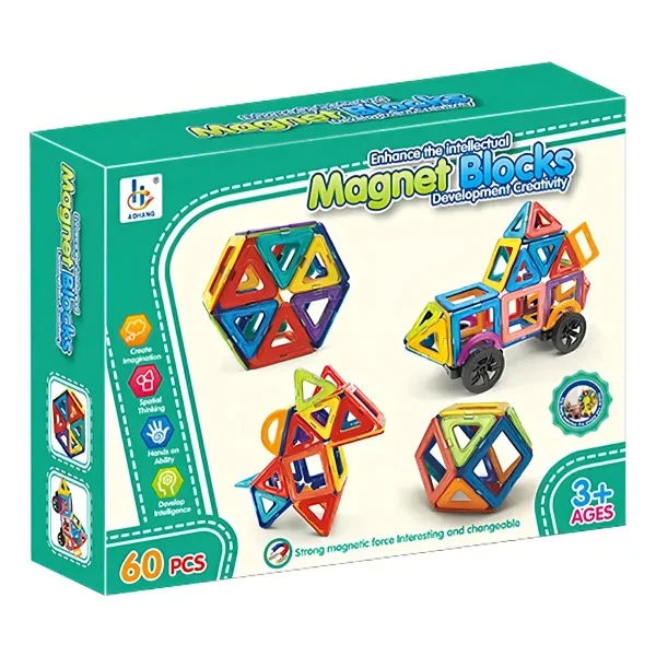 Bloques Magneticos Con Imanes Didacticos 60 Piezas