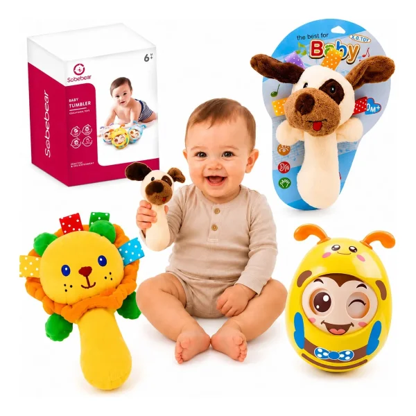Juguetes Para Bebes Bundle Kit X3 Sonajeros 6 Meses 1 Año Multicolor