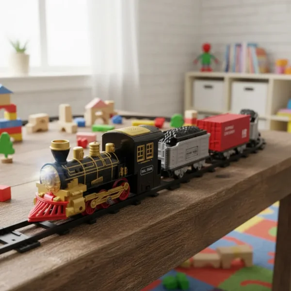Tren A Vapor Retro Eléctrico Con Humo Real Luz Sonido + Vías
