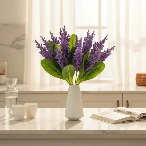 Flor Artificial Ramo Lavanda Astilbe Decoración Hogar 40cm Violeta