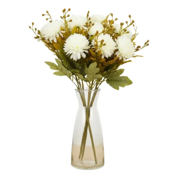 Ramo Crisantemos Flores Artificiales 30cm Decoración Pack X3 Rosa