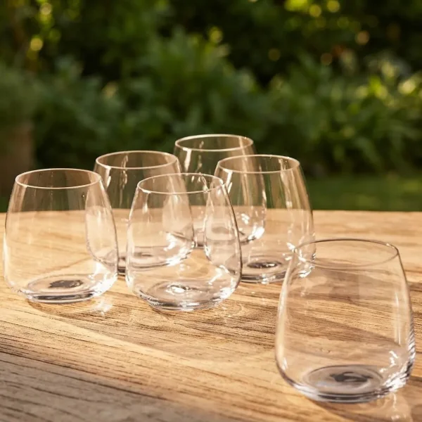 Set X6 Vasos Vidrio Whisky Tragos Sin Pie Transparente 385ml Transparente