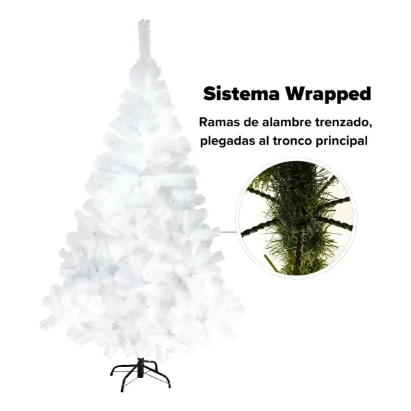 Arbol Navidad Blanco Tronador Lujo 1.80mts Decorado Rosa Blanco