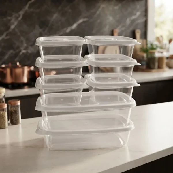 Set X8 Tapers Contenedores Organizador Alimentos Plastico Transparente