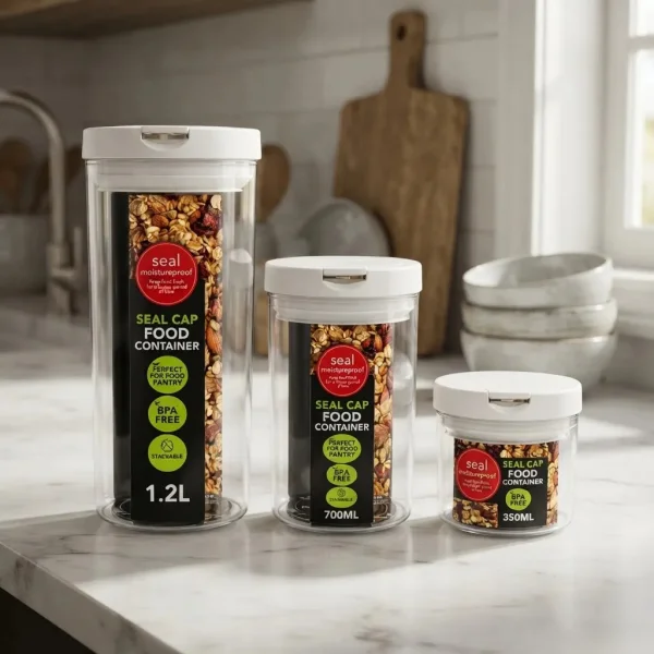 Set X3 Frascos Herméticos Contenedores Apilables Con Tapa Transparente