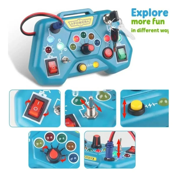 Tablero Sensorial Montessori Luces Led Botones Juguete Niños Azul