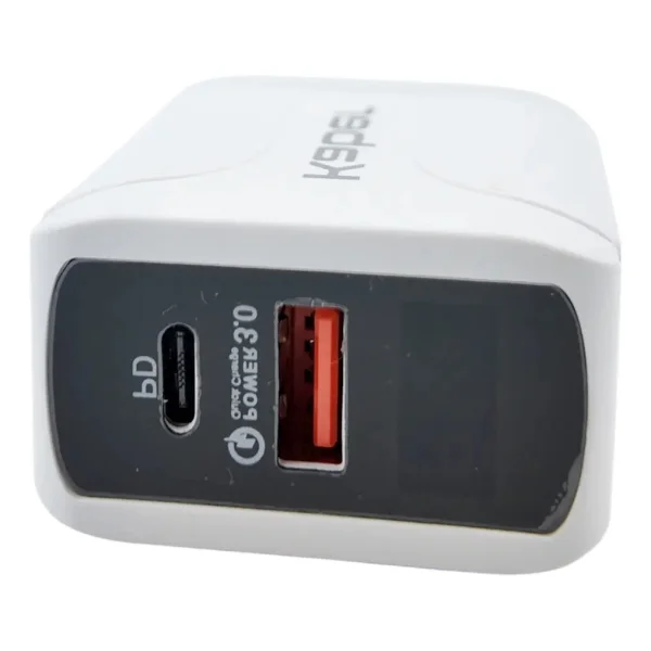 Cargador Celular Carga Rapida 30w 2 Puertos 1 Usb + 1 Usb C Blanco