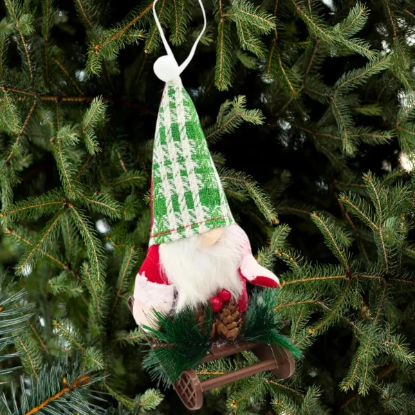 Adornos Navideños Gnomo Con Trineo Colgante Arbol De Navidad Rojo Gnomo