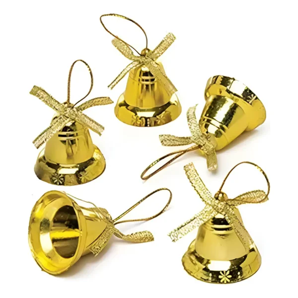Adorno Decoración Árbol De Navidad Campana Colgante X12 Oro Campana Colgante