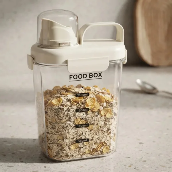 Dispenser Para Cereales Hermético Con Pico Vertedor 2000ml Transparente