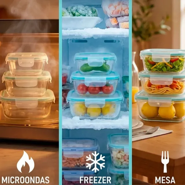 Taper De Vidrio Hermético Microondas Horno Heladera 800ml Transparente