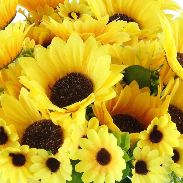 Ramo Girasol Flores Artificiales 30cm Decoracion Pack X4 Amarillo