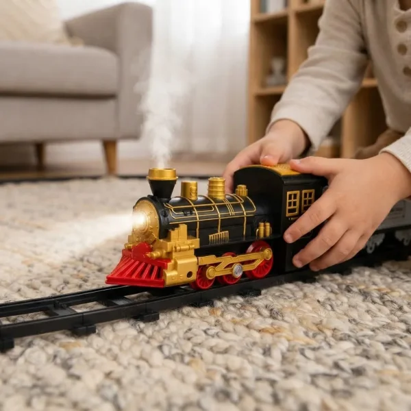 Tren A Vapor Retro Eléctrico Con Humo Real Luz Sonido + Vías