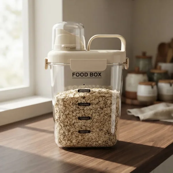 Dispenser Para Cereales Hermético Con Pico Vertedor 2000ml Transparente
