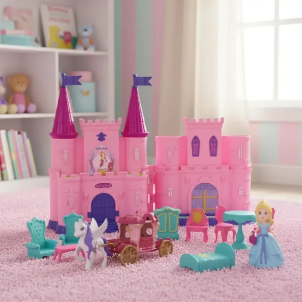 Castillo Princesa Juguete Con Muñeca Luz Música Y Accesorios Rosa