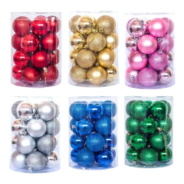 Bolas De Navidad 6cm Adornos Navideños Tubo X20 Esferas