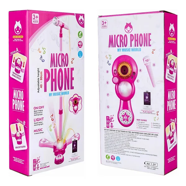 Micrófono Infantil Karaoke Luces Conexión Mp3 Celular