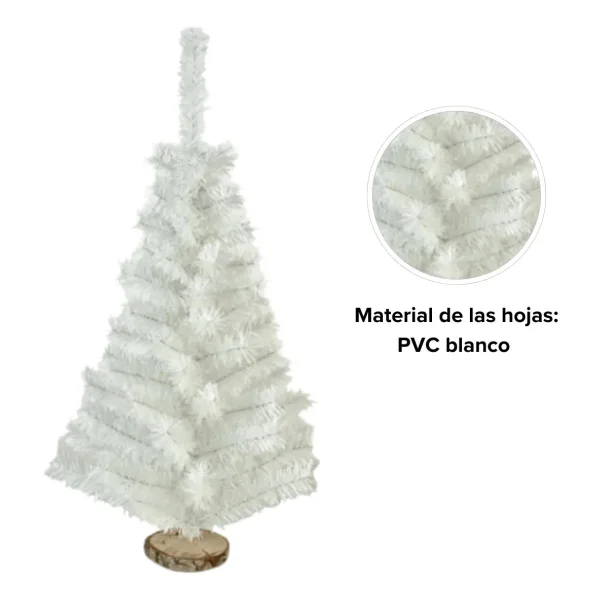 Arbol De Navidad Blanco 80cm Base Tronco Natural Mini Pino