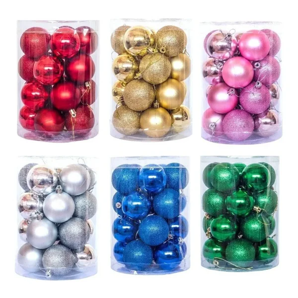 Bolas De Navidad 6cm Valija Adornos Navideños X48 Piezas