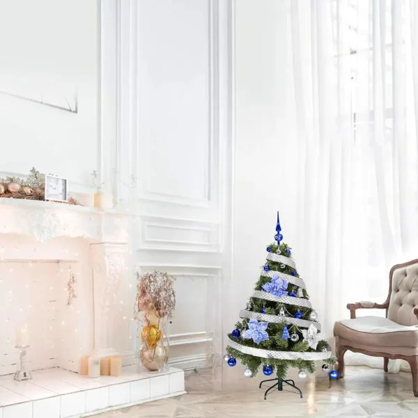 Arbol Navidad Tronador Verde 1,20 + Kit 30 Azul Plata