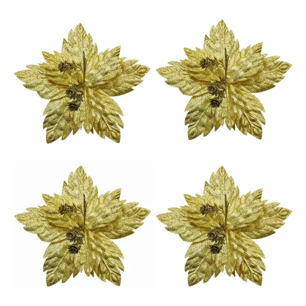 Flor 25cm Oro Arbol De Navidad Adornos Decoracion X4u Dorado Floreado