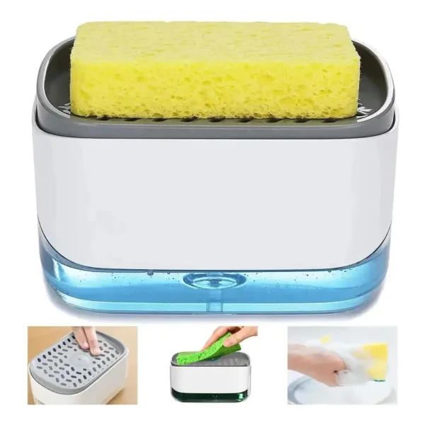 Dispenser Detergente + Esponja Organizador Bacha A Presion Gris