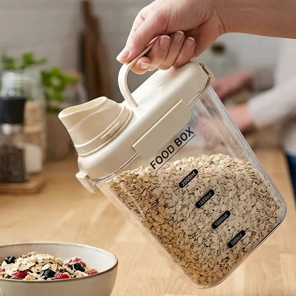 Dispenser Para Cereales Hermético Con Pico Vertedor 2000ml Transparente