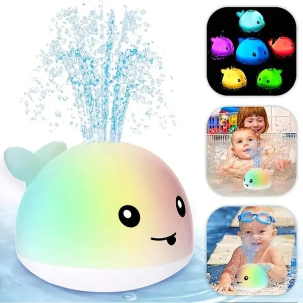 Juguete Baño Bebe Ballena Lanza Agua Luces Led Bañera Tina Blanco