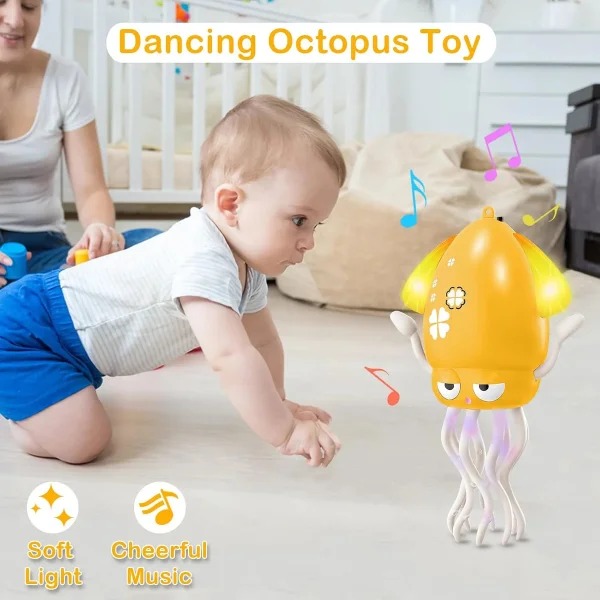 Pulpo Calamar Bailarín Juguete Bebé Niños Luz Musica Usb Rosa