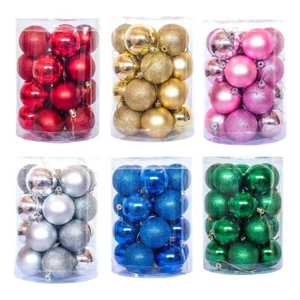 Bolas De Navidad 6cm Adornos Navideños Tubo X20 Esferas