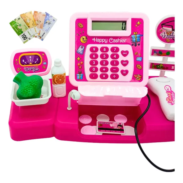 Caja Registradora Rosa Con Sonido
