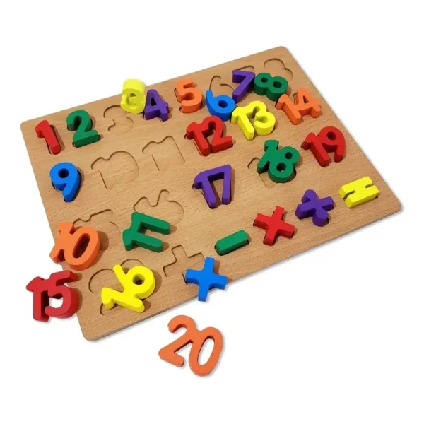 Juego Encastre Madera Números 1 Al 20 Juguete Didáctico Multicolor