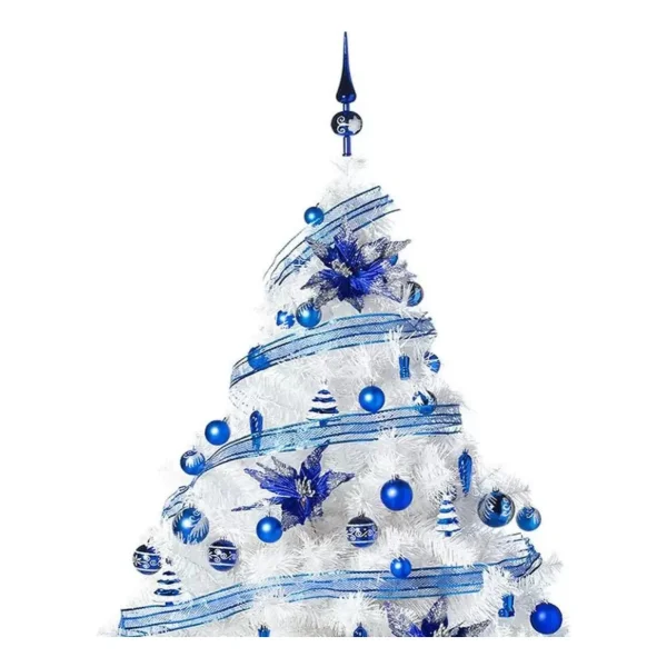 Arbol Navidad Montañes Deluxe Blanco 1.80mt Adornos Deco Azul