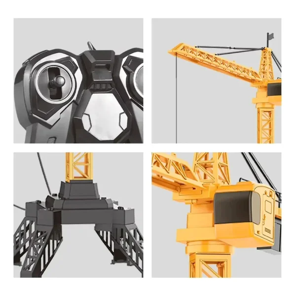 Grúa Torre Control Remoto Cable 120cm Gira 360° Luz Juguete Naranja