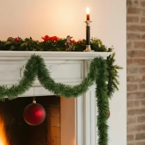 Guirnalda Boa Navidad Muerdago 9 Cm 2 Mts Deco Navideña X3u Verde Muérdago