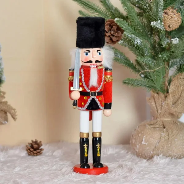 Cascanueces Soldado De Madera 30 Cm Adorno Navidad Madera Rojo