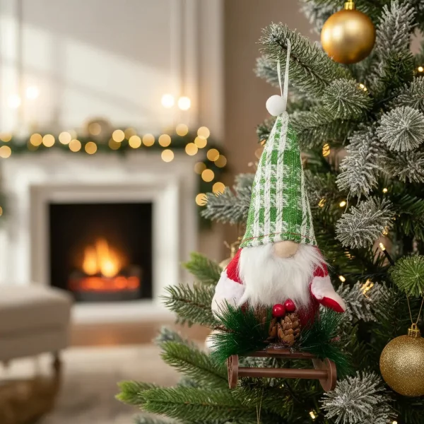 Adornos Navideños Gnomo Con Trineo Colgante Arbol De Navidad Rojo Gnomo