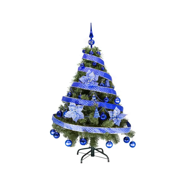 Arbol De Navidad Tronador Lujo 1,20mts Pino Decorado Azul