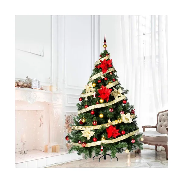 Arbolito Navidad Montañes Deluxe 1.80mts + Deco Rojo Oro