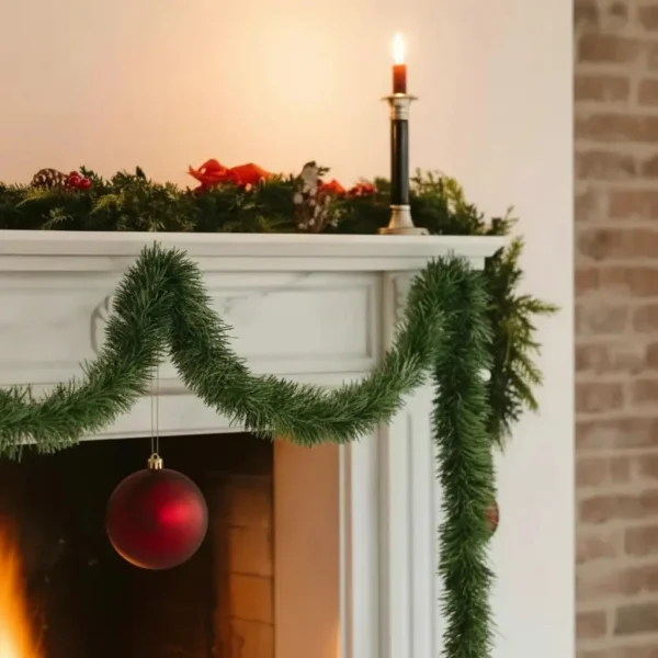 Guirnalda Boa Navidad Muerdago 9 Cm 2 Mts Deco Navideña X30u Verde Boa
