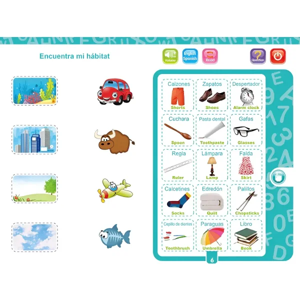 Libro Didactivo Interactivo Tactil Bilingüe Con Sonido Niños Celeste