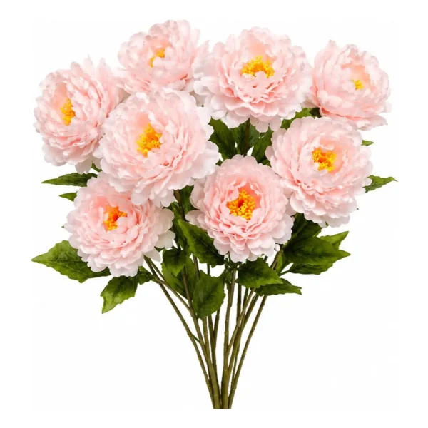 Vara Peonias Artificiales 70cm Flores Grandes Deco Pack X3 Blanco